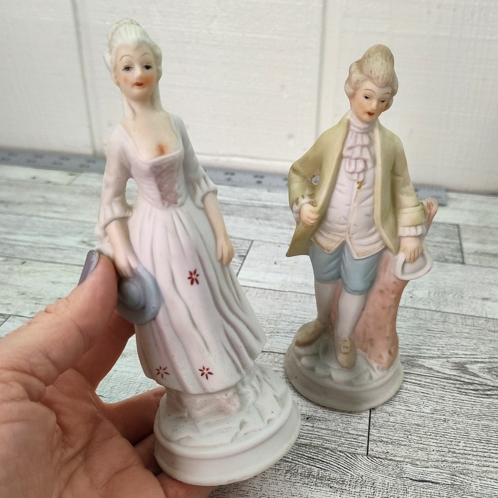 Colonial Couple Figurines 6" Vintage Porcelain Home Decor Bundle